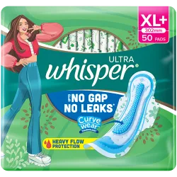 Whisper Ultra Up To No Gap No Leaks Sanitary Pads, XL+, 50 pcs