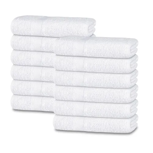 Image of White Classic 12-Pack Cotton Face Towels