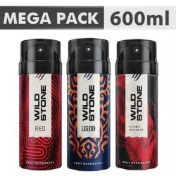 Wild Stone Deodorant Spray for Men 200ml Pack of 3 (600ml)