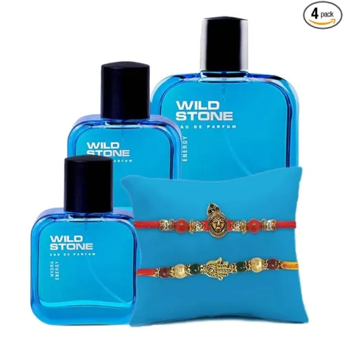 Image of Wild Stone Hydra Energy Perfume Combo with Rakhi (30ml, 50ml, 100ml)
