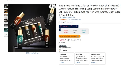Image of Wild Stone Perfume Gift Set for Men, Pack of 4 (4x20ml)