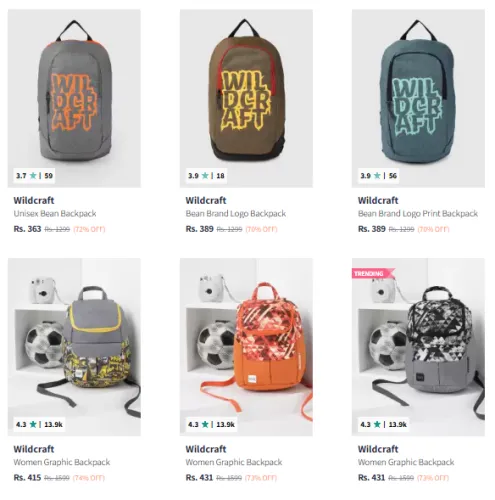 Image of Wildcraft Backpacks at Minimum 70% Discount 