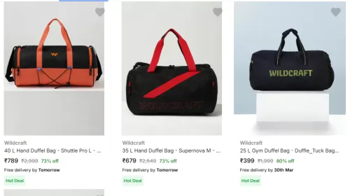 Image of Wildcraft Hand Duffel Bag Starting At @₹789
