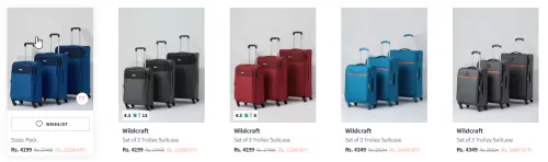 Image of Wildcraft Set of 3 (Cabin, Medium & Large ) Trolley Suitcases Starting @ ₹4249