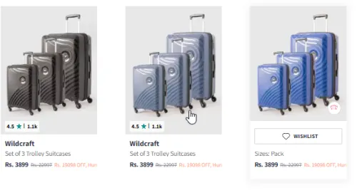 Image of Wildcraft Set of 3 Trolley Suitcases At Starting @ ₹3899