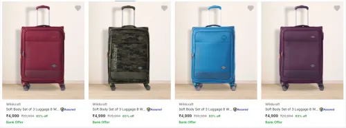 Image of Wildcraft  Soft Body Luggage MINIMUM 80% DISCOUNT 
