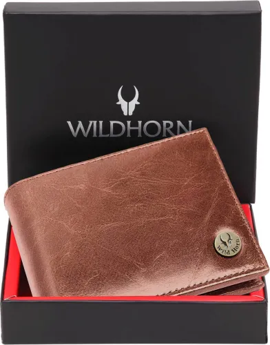 Image of WILDHORN Men Casual Tan Genuine Leather RFID Wallet