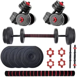 WILORA 3 In 1 Convertible Dumbbells & Barbell Home Gym Set Kit For Home Workout Fitness Accessory Kit Kit