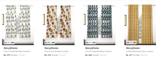 Image of Story@home 2 Pieces Window Curtains Starting @275