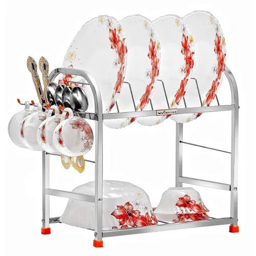 Image of WINSTAR Stainless Steel 2 Shelf Wall Mount Kitchen Utensils Rack