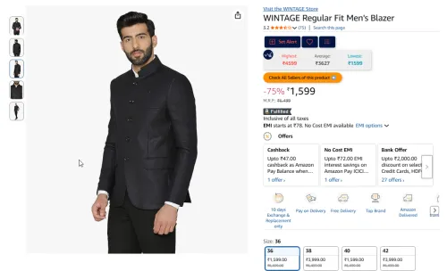 Image of WINTAGE Regular Fit Men's Blazer