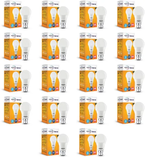 Image of Wipro 10 W Standard B22 Basic LED Bulb (White, Pack of 18)