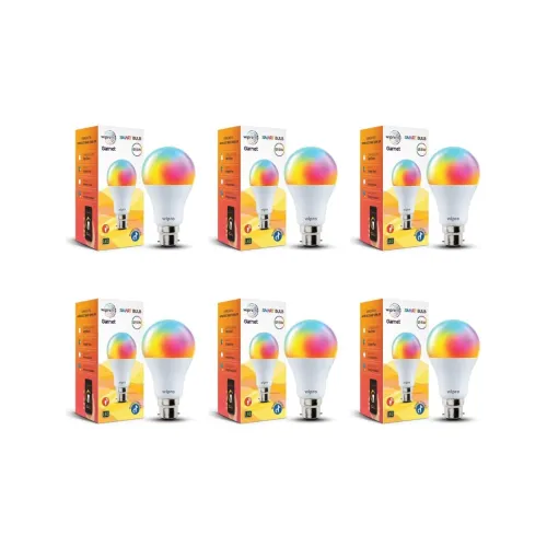 Image of wipro 12.5W B22D Wi-Fi Smart LED Bulb with Music Sync Pack of 6