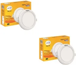 Wipro 12W Alpha Round Ceiling Light (2700K, Yellow, Pack of 2)