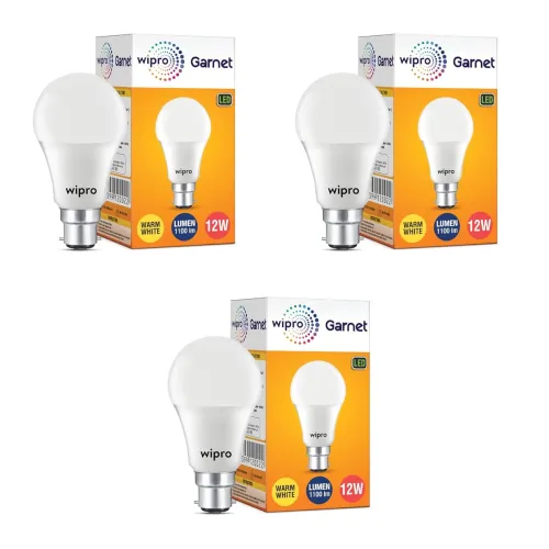 Image of wipro 12W B22 LED Bulb, Pack of 3