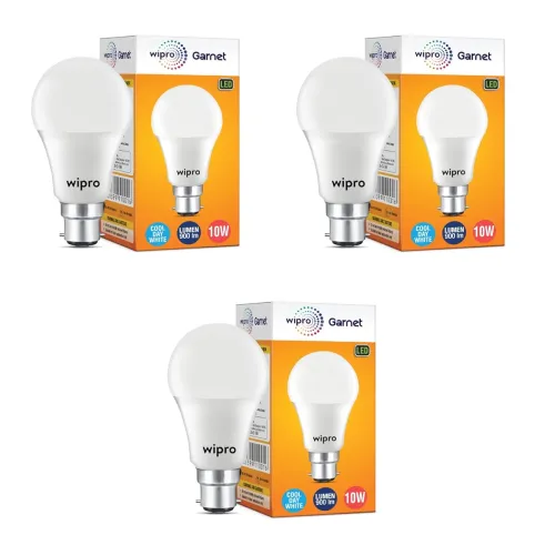 Image of Wipro Garnet 10W LED Bulb Pack of 3