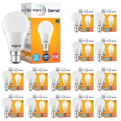 Image of wipro Garnet 12W LED Bulb Pack of 15