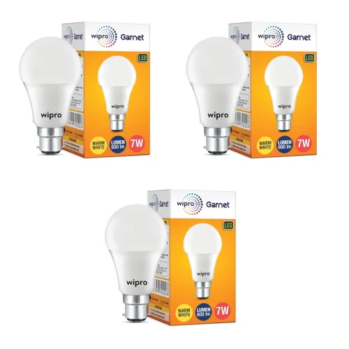 Image of wipro Garnet 7W LED Bulb Pack of 3