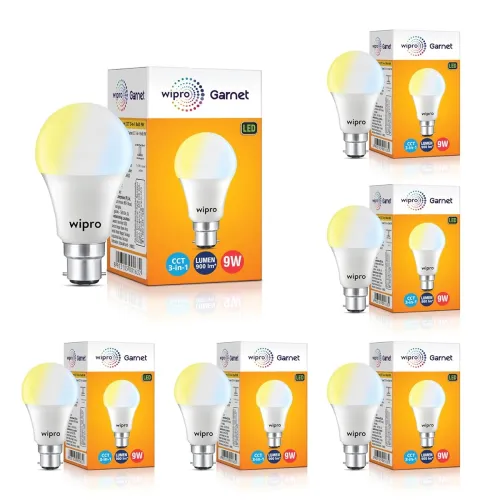 Image of Wipro Garnet 9W 3-in-1 LED Bulb (Pack of 6)