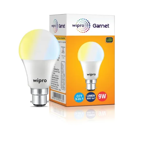 Image of Wipro Garnet 9W CCT 3-in-1 LED Bulb with Surge Protection Pack of 1