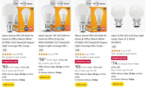 Image of Wipro Garnet 9W LED Bulb (Pack of 1) Starting At @₹56