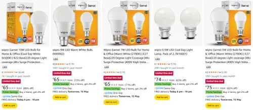 Image of Wipro LED Bulbs up to 88% off 
