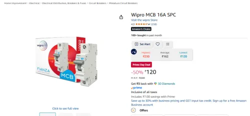 Image of Wipro MCB 16A SPC