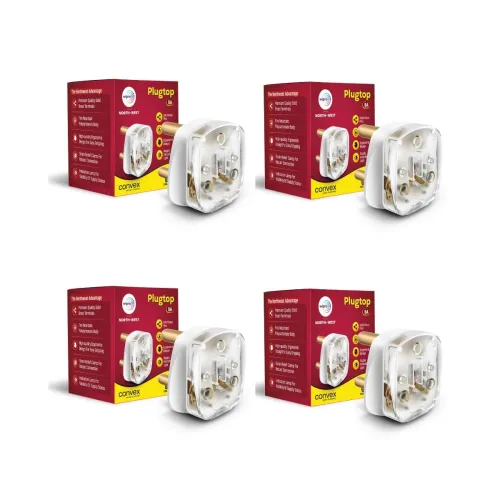 Image of Wipro Northwest 6 Amp 3-Pin Plug Pack of 4