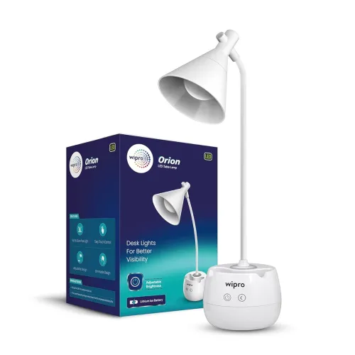 Image of Wipro Orion 6w Rechargeable LED Table Lamp with Pen Stand Pack1