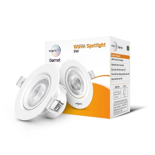 Image of wipro Polycarbonate Garnet 3W Round Led Wave Spotlight