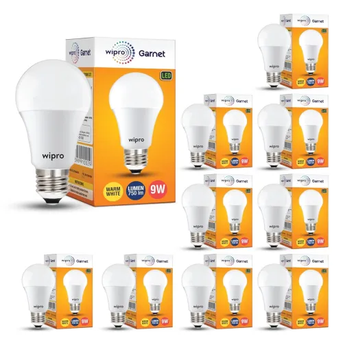 Image of wipro Polycarbonate Garnet Base E27 9-Watt Pack of 10