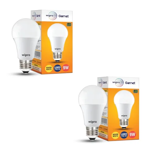 Image of wipro Polycarbonate Garnet Base E27 9 Watts LED Bulb (PO2)