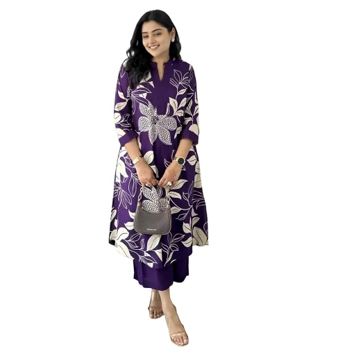 Image of Women's Cotton Floral Printed Kurta with Palazzo Set