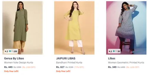 Image of Women Kurta Minimum 70% Discount 
