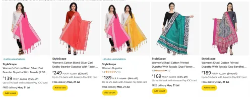 Image of Women's Cotton Dupatta Up- to 95% Discount.