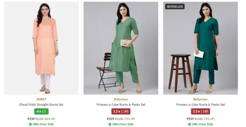 Image of Women's Kurta sets starting @ ₹330