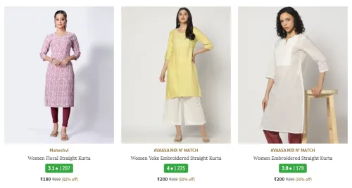 Image of Women's kurta starting @ ₹180