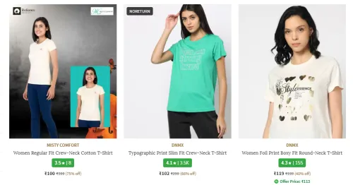 Image of Women's T-shirt starting @ ₹100