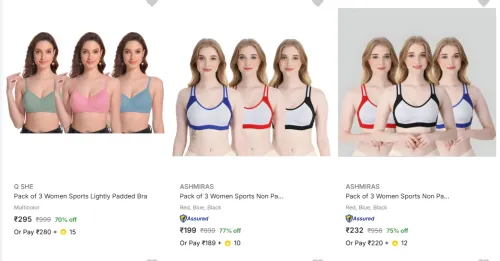 Image of Women Sports Bra Minimum 70% Discount