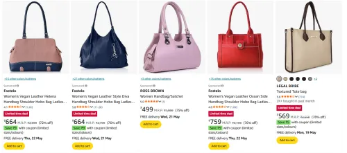 Image of Women's handbags Minimum 80% Discount