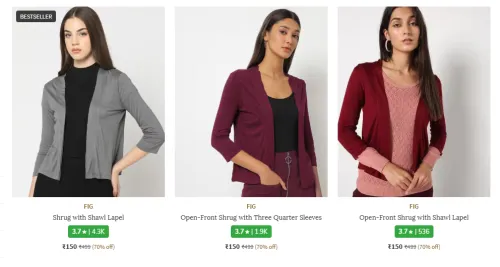 Image of Women's Jackets & Shrugs starting @ ₹150