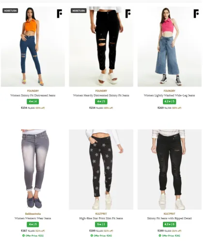 Image of Women's Jeans & Jggings Starting @ ₹254