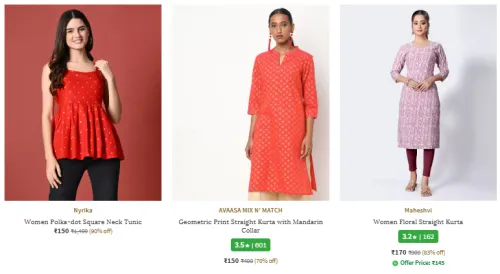 Image of Women's Kurtas & Kurtis @ Starting ₹150
