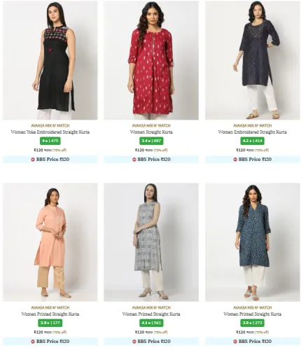 Image of WOMENS Kurtas starting @ ₹120