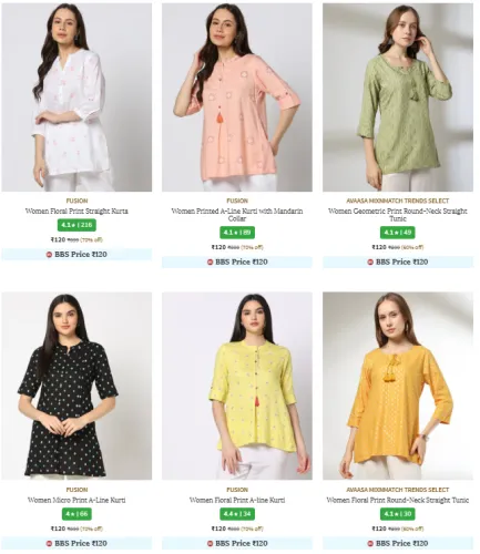 Image of WOMENS Kurtis & Tunics starting @ ₹120