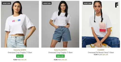 Image of Women's Oversized T-shirts @ Up to 85% Discount | Start ₹180
