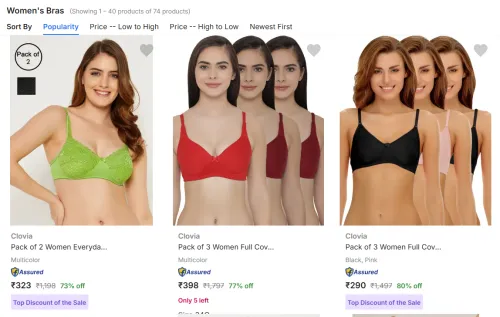 Image of Women's Premium Bras at Minimum 70% Discount