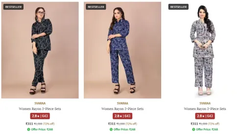 Image of Women's Premium Co-Ord sets @ Start ₹311