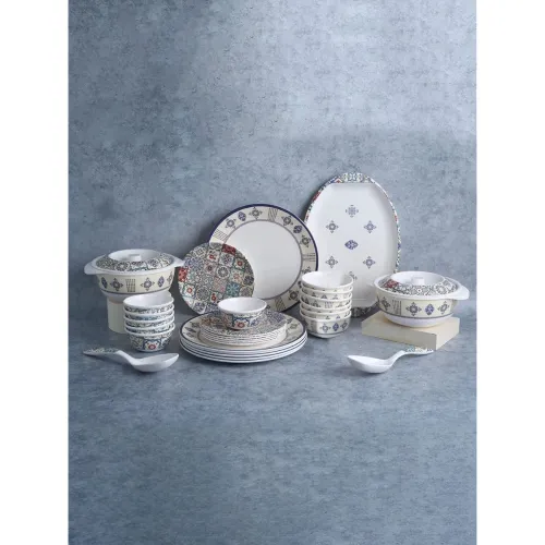 Image of Wonderchef Venice Dinner Set - Blue, Set of 31 (Melamine)