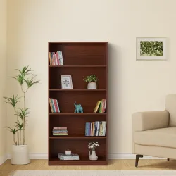 Amazon Brand - Solimo Uno Engineered Wood 5 Tier Bookshelf